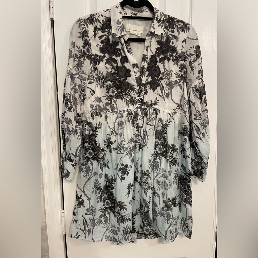 Anthropologie floral dip dye shirt dress